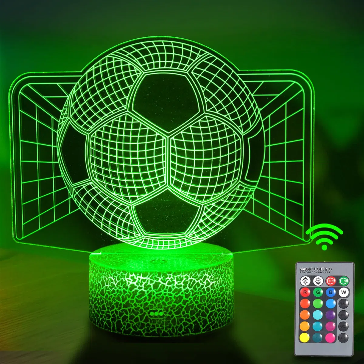 Luce Notturna Calcio per Bambini, Telecomando 16 Cambia Colore Dimmerabile, Lampada da Illusione 3D Luce LED, Regali di Natale per Ragazze Ragazzi Soggiorno Arredamento Camera da Letto