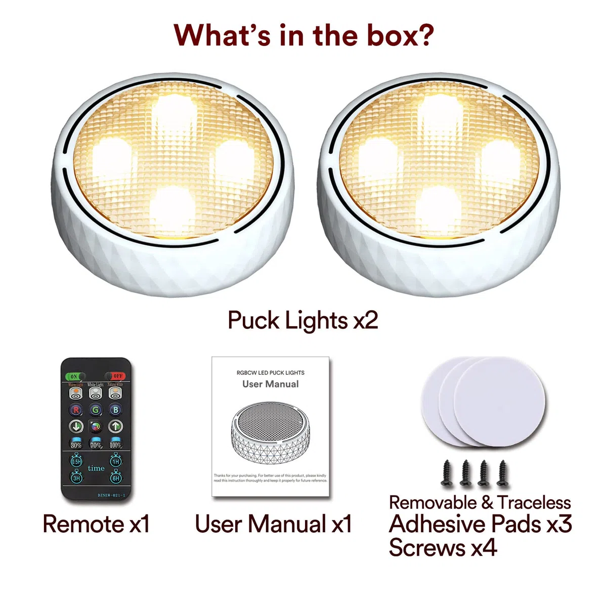 Onumii Luce LED Sottopensile Cucina a Batteria per Armadio, Luce Notturna con Telecomando, Adesive Colorate per Guardaroba Libreria Scaffale, Bianco - Pacco da 2