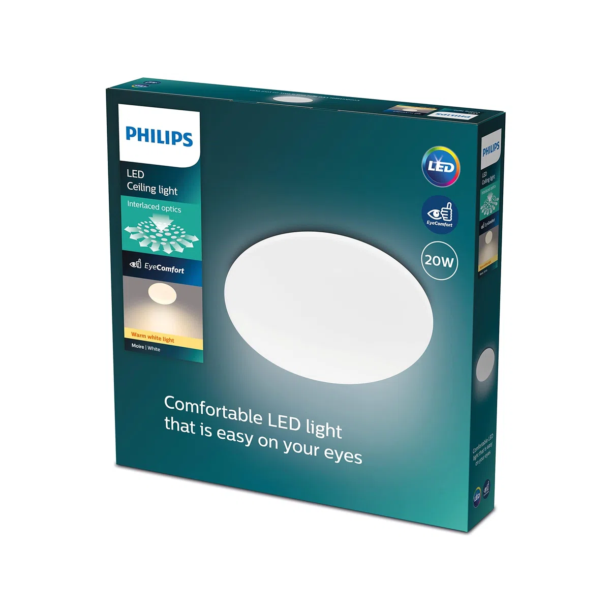 Philips LED Lampada da Soffitto Moire, Equivalente a 17W, Luce Bianca Calda, Non Dimmerabile, Bianco
