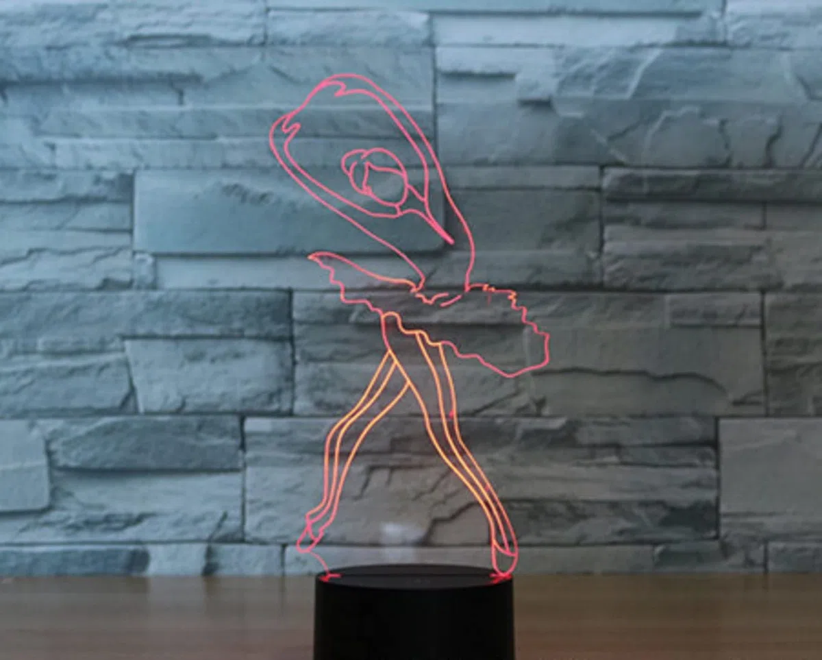 Luce notturna 3D per bambini a forma di ballerina con telecomando, lampada LED a 16 colori intercambiabili, regalo di Natale o compleanno per bambini