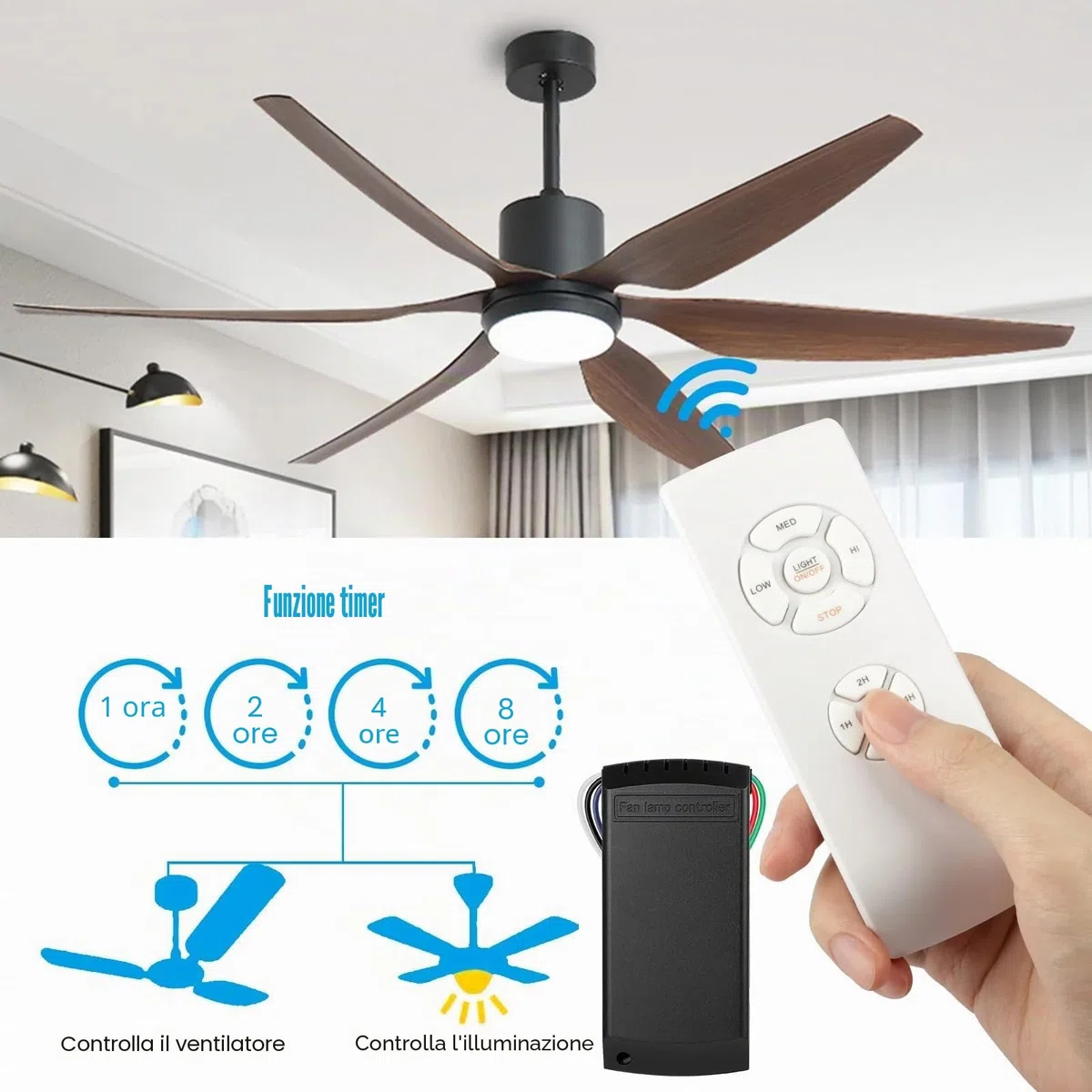 Kit di Telecomando Universale per Ventilatore da Soffitto, 220V Wireless Ventilatore Lampada Telecomando Kit, con 3 Impostazioni di velocità e Controllo della Luce, per Casa, Ufficio, Hotel