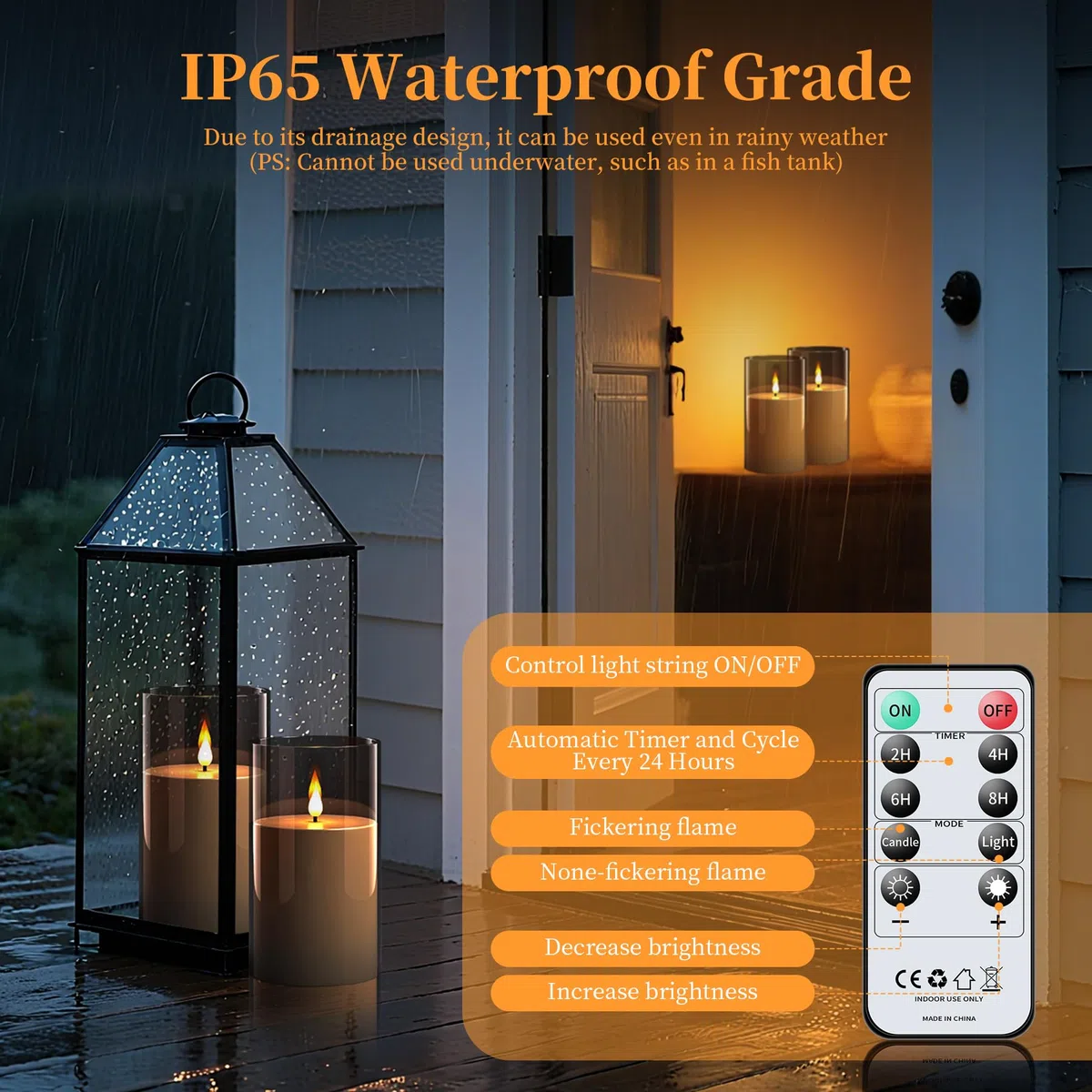 Forever Speed 2PCS Candele LED Esterni Impermeabili con Telecomando & Timer, 10cm x 17.5cm Acrilico Candele Senza Fiamma a Batteria Lumini LED Grandi Decorazione per Esterni - Grigio