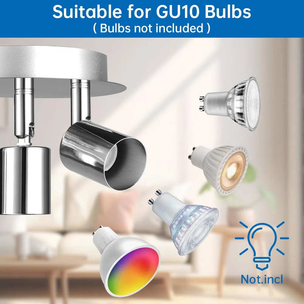 URAQT Faretti da Soffitto Orientabili, Faretti LED da Soffitto con 3 Attacco GU10, Lampadario Faretti LED Soffittos, Moderna Faretto da Parete Interno per Barra, Cameretta, Cucina, Senza Lampadina