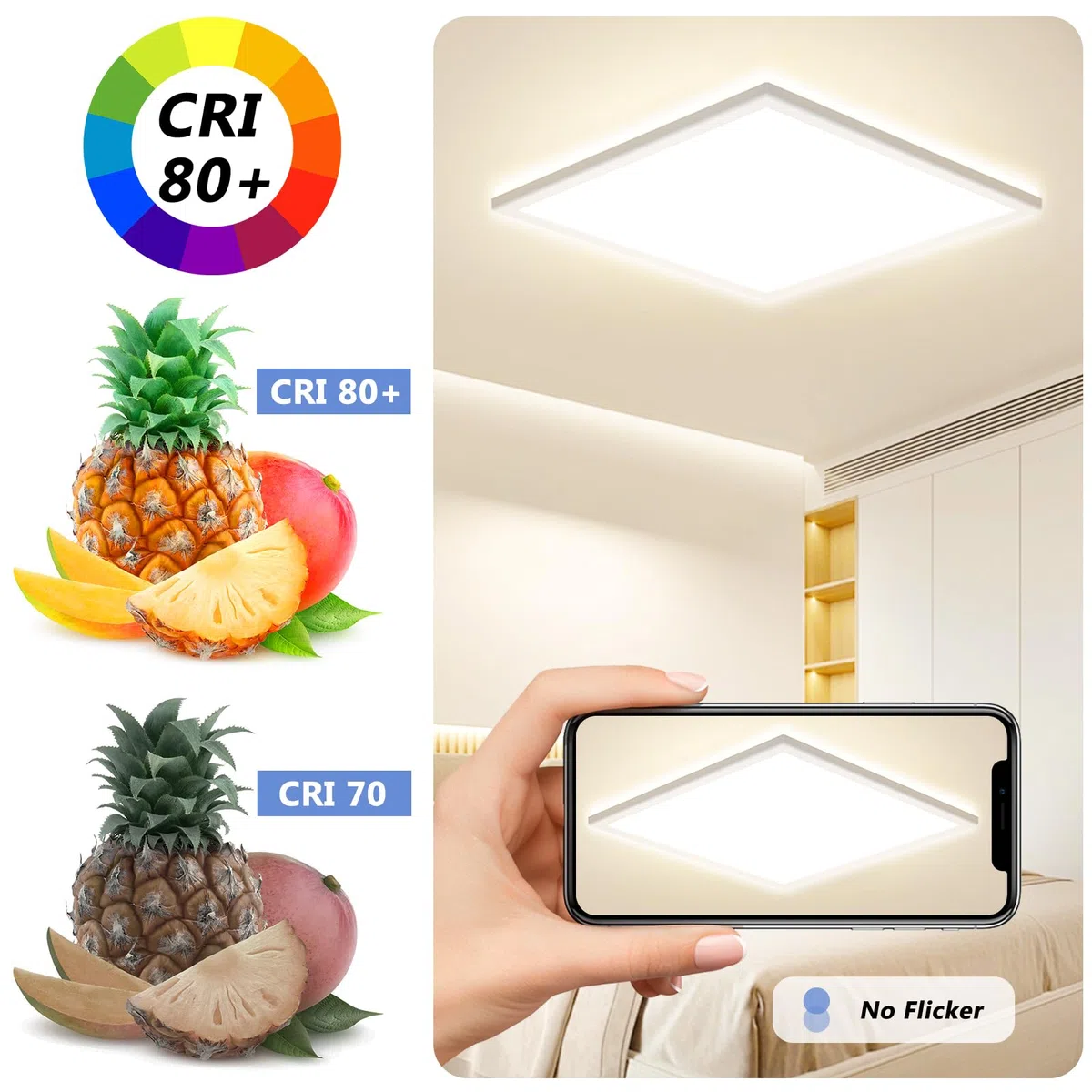 Feliigo Plafoniera LED Soffitto 24W, 4000K Ultra Sottile Lampada da Soffitto Quadrata, 2800LM Plafoniera Bagno IP44 Impermeabile Ø30CM Lampadario LED per Camera da Letto, Cucina, Soggiorno, Balcone