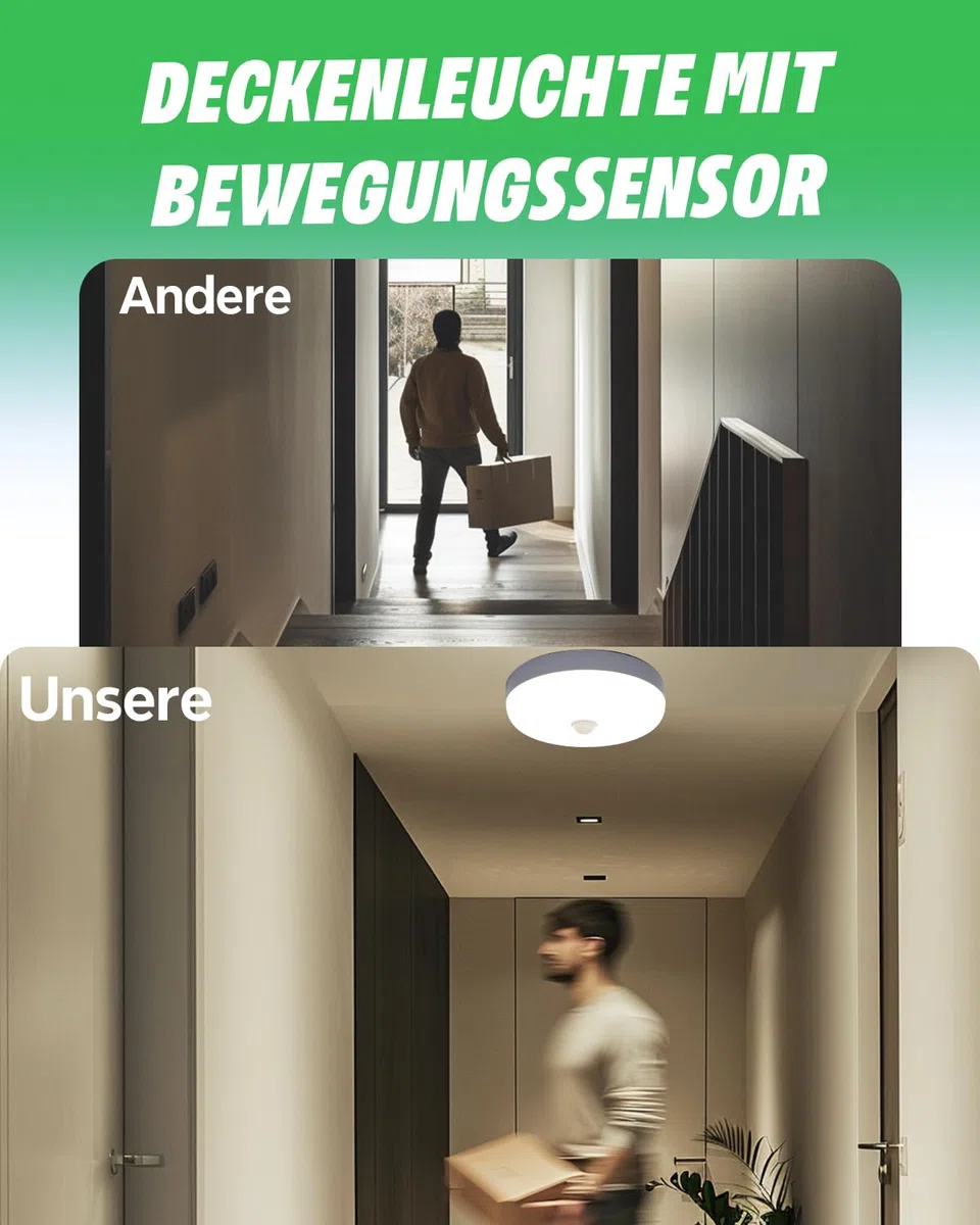 Plafoniera con Sensore di Movimento,15W Rotonda Lampada LED Soffitto Pannello Interno Plafoniere Sensore Bianco Naturale 4000K,IP56 Impermeabile per Scala Interna Esterna Garage Corridoio