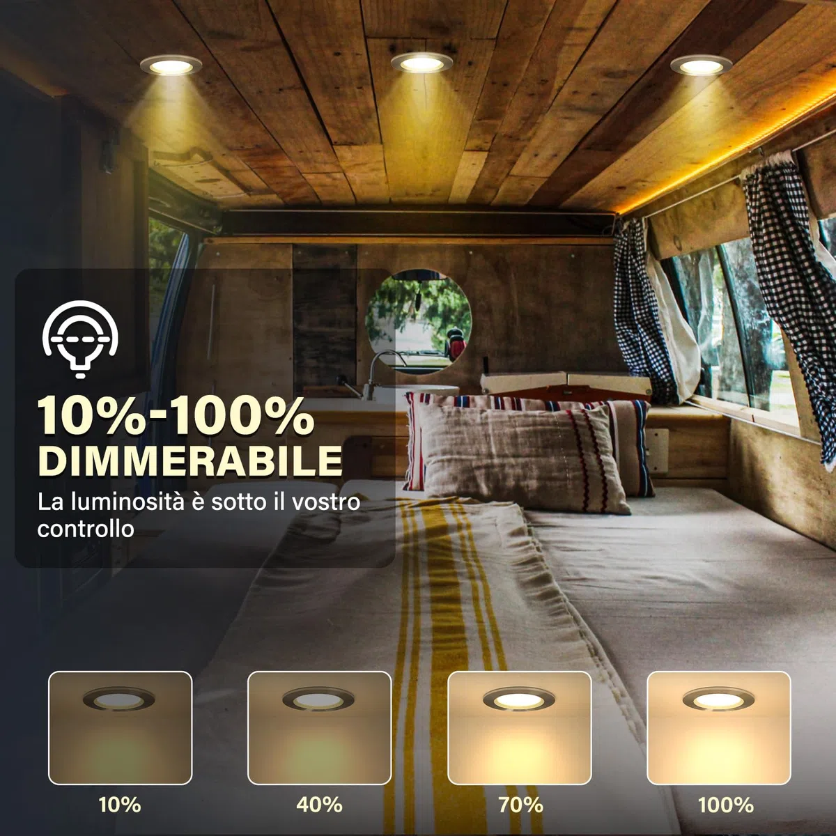 Mini LED Spot da Incasso 12V 3.5W - Bianco Caldo 3000K per Mobili, Camper, Vetrine, Scaffali (Set di 3)