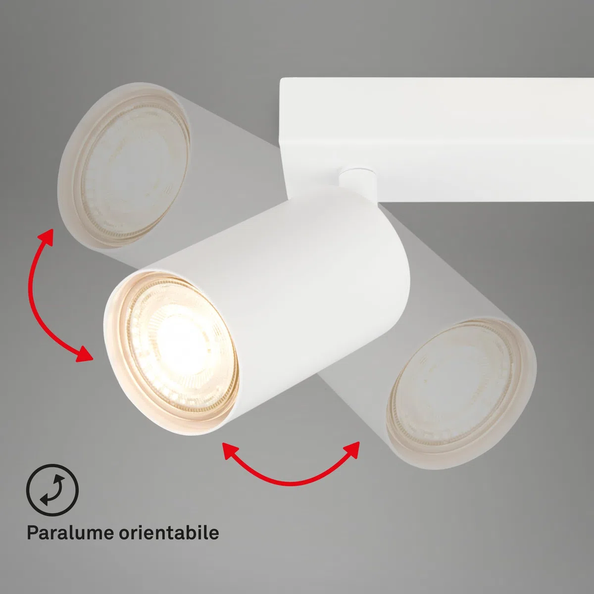 BRILONER - Plafoniera LED Soffitto, attacco GU10, max. 9 W, soggiorno, camera da letto, cucina, bagno, faretti led soffitto, applique da parete, 2 Luci, 255x55x155mm (LxLxA), bianco