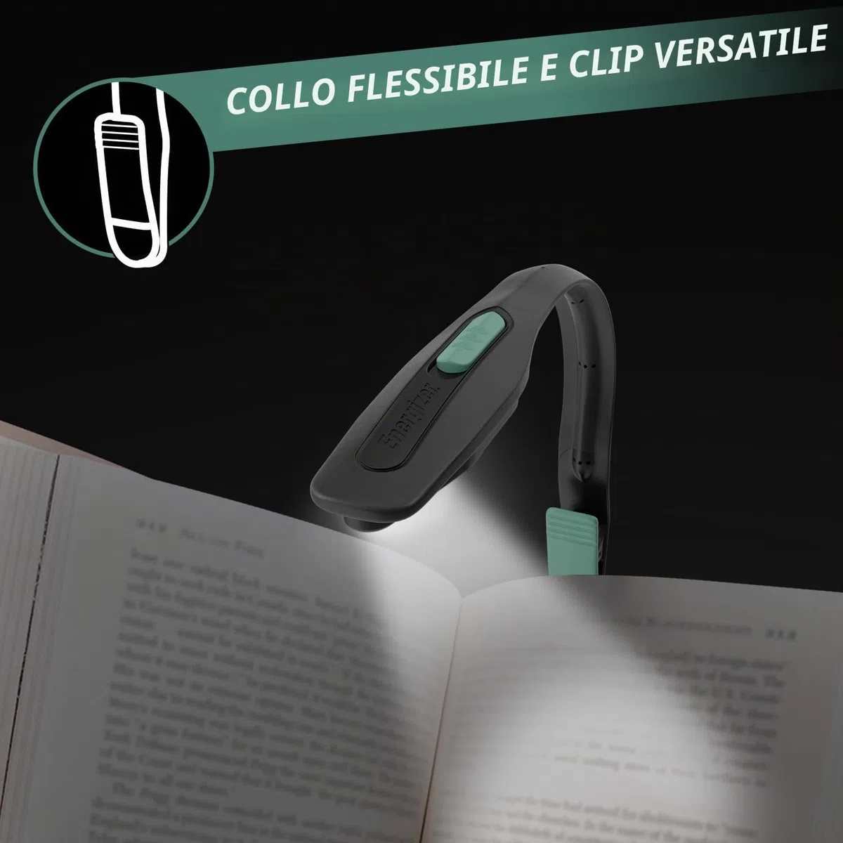 Energizer Lampada da Lettura LED Ricaricabile – Clip Flessibile, 3 Modalità, USB-C, Lunga Durata