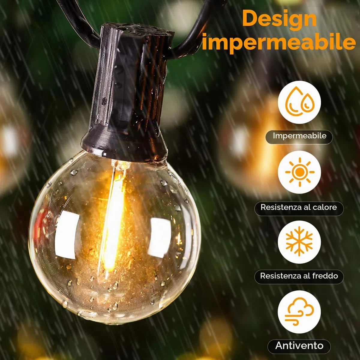 btfarm 5+3M Catena Luminosa Esterno Solare con Telecomando, Lampadine LED G40 Luci Solari da Giardino Impermeabile, 8 Modalità Lucine Esterno Energia Solare Dimmerabile per Gazebo Balcone
