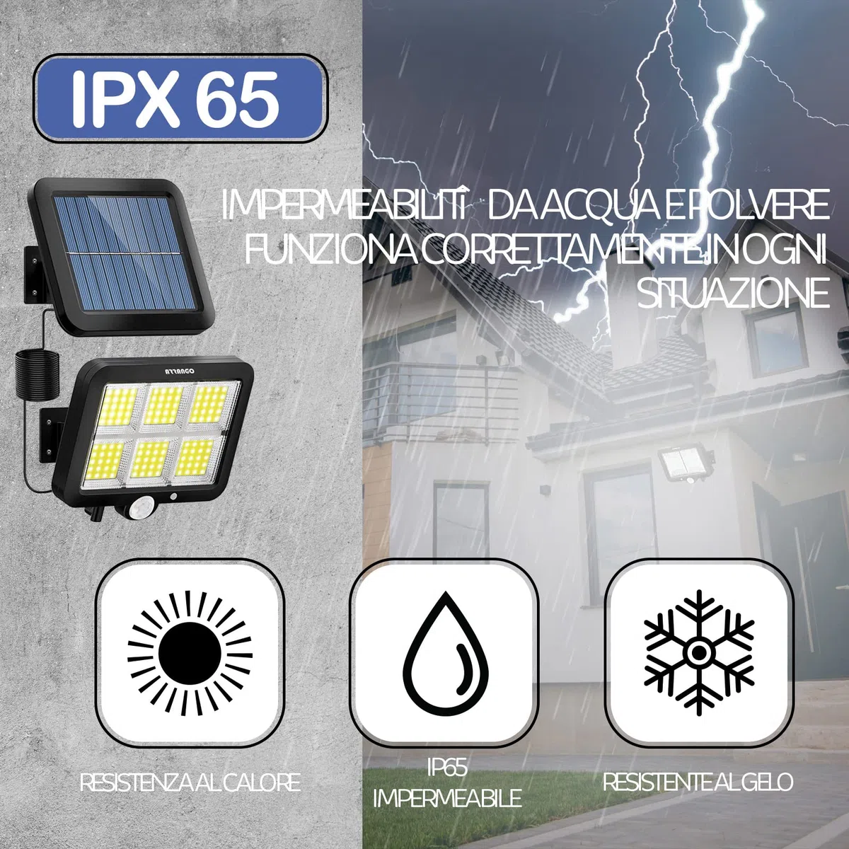 Faretti Solari a LED Da Esterno, 98 LED Con Sensore Crepuscolare e di Movimento, Con Pannello Solare Impermeabile IP65 (COB 10W 1UNI)