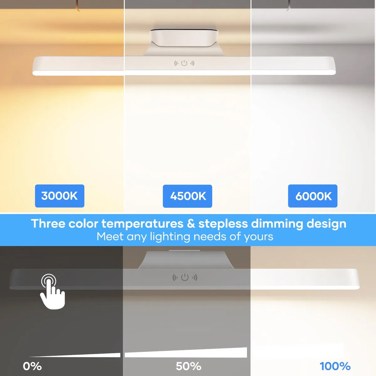 Lampada LED Ricaricabile 3000mAh 32cm,con sensore di memoria,magnete e regolazione della luce Ricaricabile tramite USB. Lampada ideale per camera da letto,armadio,arredamento, cucina e bagno.