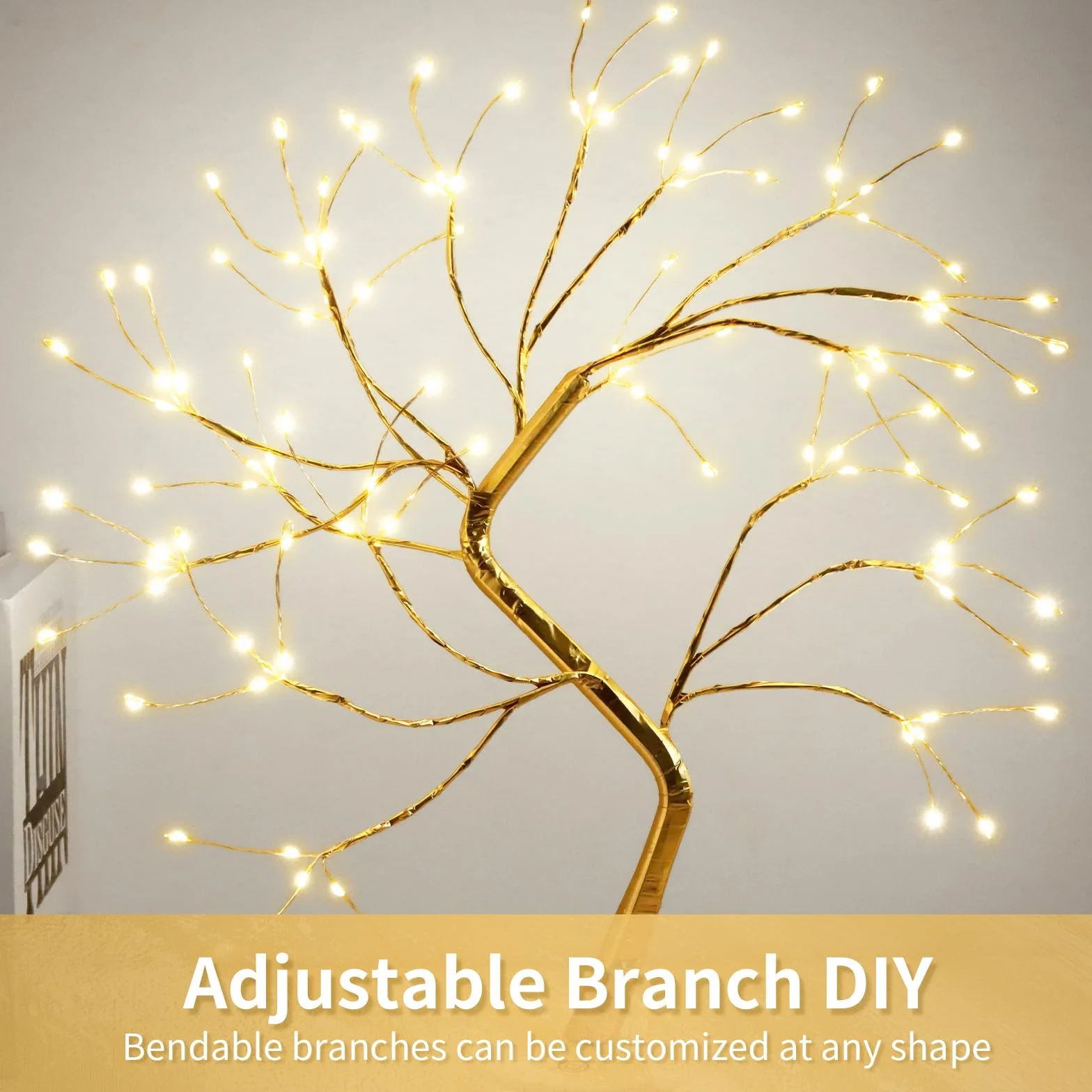 CNMTCCO LED albero luce, decorazione regolabile per interni alimentata da USB/batteria, luce bianca calda per Natale, soggiorno, camera da letto