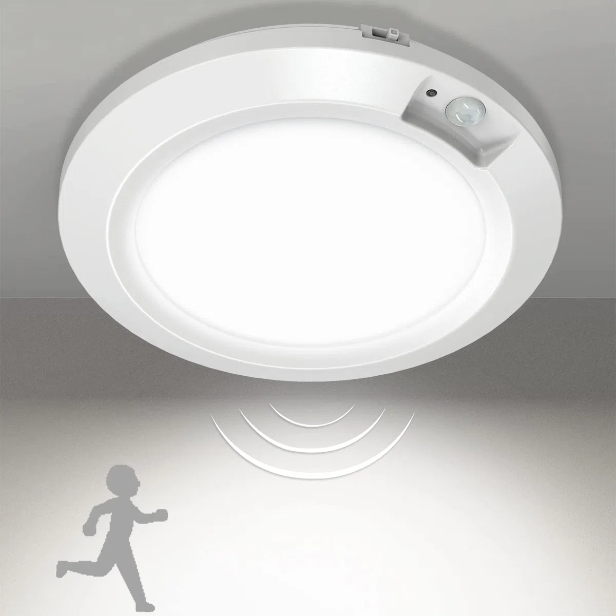 LED Luce Notturna a Batteria con Sensore di Movimento, Alta Luminosità Lampada Guardaroba Luce Plafoniere Alimentato a Batteria per Armadio Corridoio Bagno Cantina Scale 6000K Bianco Freddo