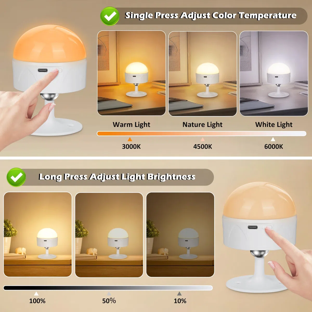 Lampadina Ricaricabile USB-C con Telecomando - E27 Lampadine a Batteria Senza Fili 9W 12 Colore Dimmerabile - Magnetica LED Lampada con Funzione di Timing Luce di Emergenza 2 Pack