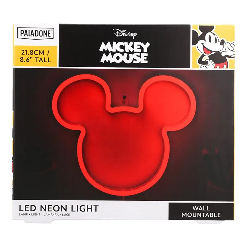 Paladone, Lampada da parete neon a LED con orecchie di Topolino della Disney, con licenza ufficiale e cavo di alimentazione, per casa, camera da letto, decorazione soggiorno, articolo cultura pop