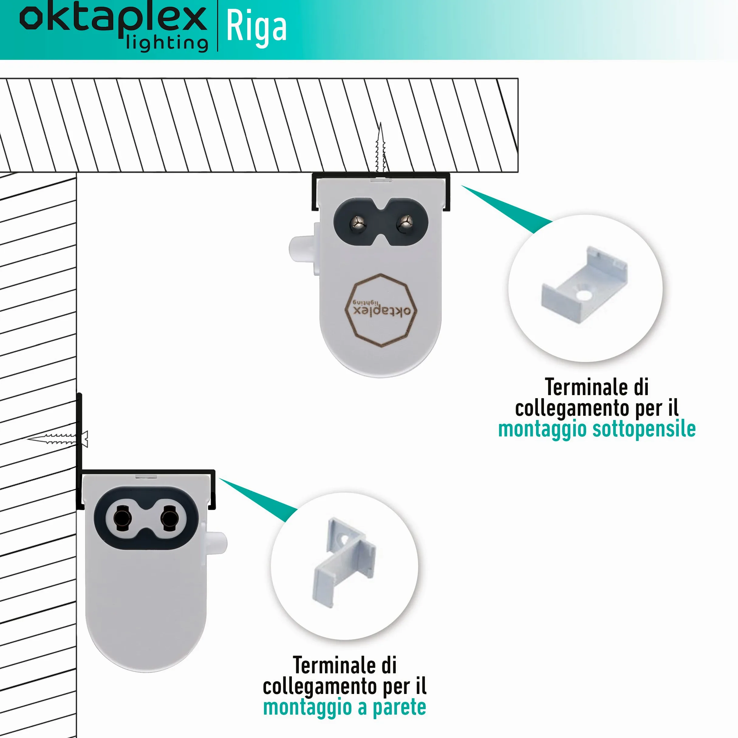 Oktaplex Riga LED sottopensile cucina 84cm bianco neutro 4000K striscia luminosa estensibile sottopensile 1270 lumen 12,7W con interruttore