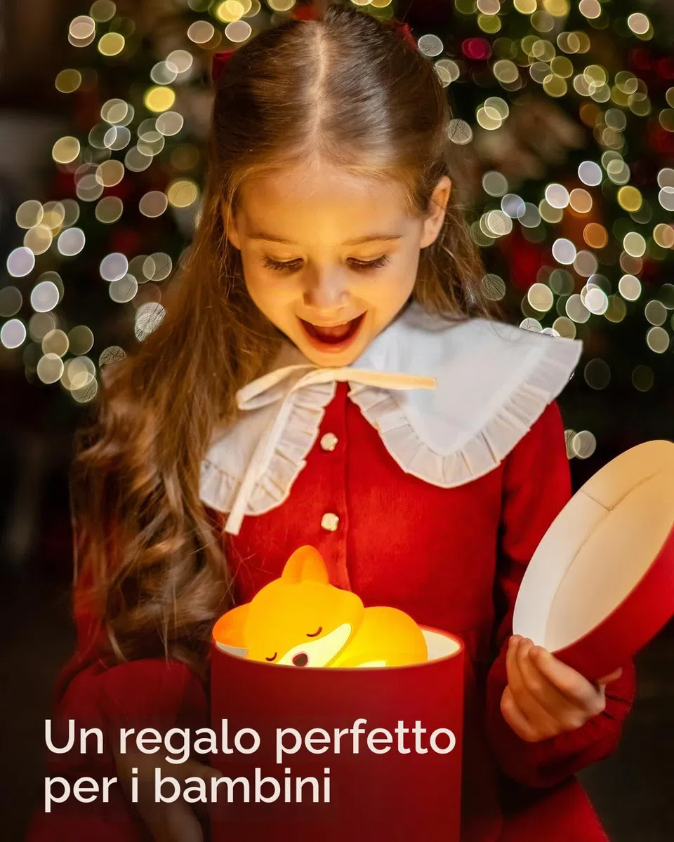 Amaredom Luce Notturna Volpe Simpatica Lampada LED in Silicone Dimmabile con Timer e Touch Control Perfetta per Camera dei Bambini, Comodino, Camera da Letto e Soggiorno
