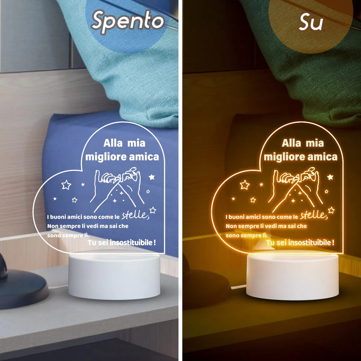 Regalo Amica Compleanno, Regalo Amica Speciale Originale, Luce notturna a LED, Regali di Amicizia per le Donne, Natale per Amiche