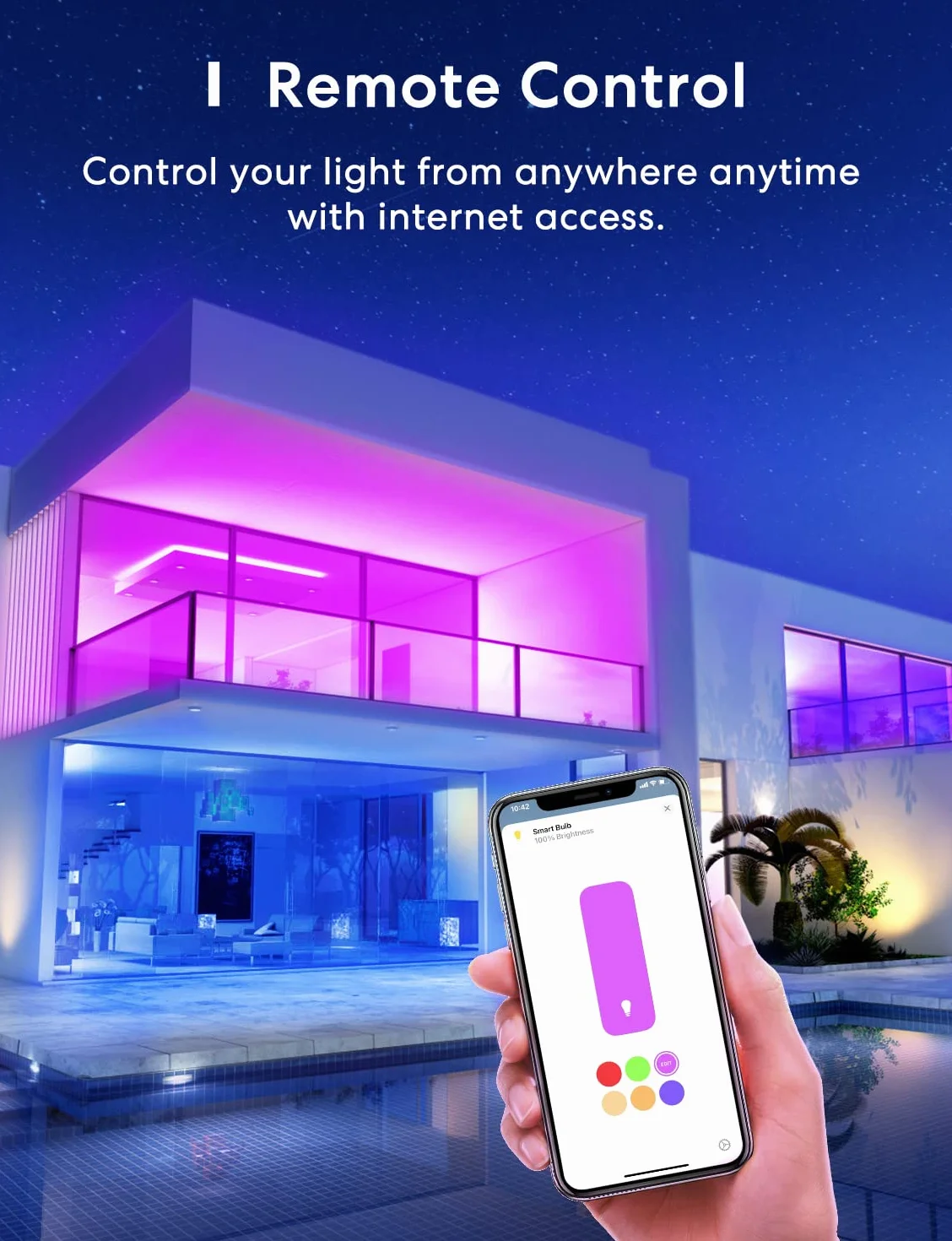 meross Lampadina LED E27 Funziona con Alexa, Apple HomeKit, Google Home e SmartThings, Lampadina Smart Multicolore e Dimmerabile, Lampada WiFi RGBWW, 2700-6500K