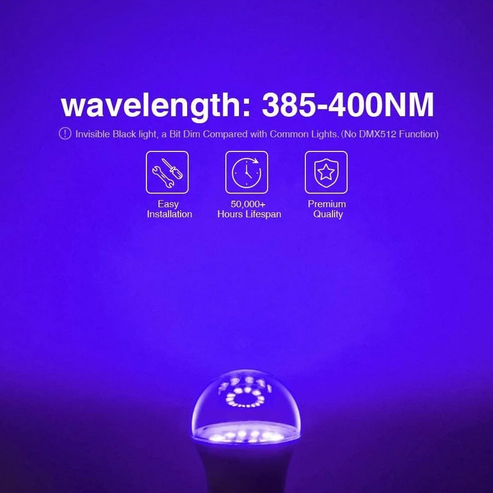 Onforu 2 Pezzi 9W Lampadine UV LED, Luce Nera Lampadine E27, Black Light, Illuminazione Ultravioletto per Party Feste Discoteca Natale Club Body Art Neon Party ecc