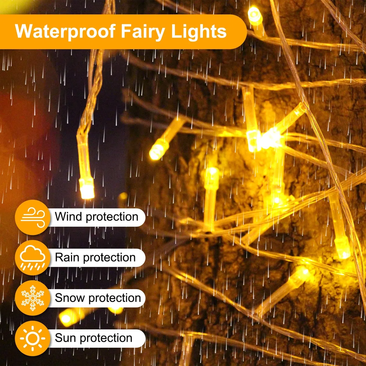 FairyGlim Catena di luci natalizie con telecomando, 50 m, 500 LED, impermeabile, per esterni, 8 modalità, ideale per giardini, feste, terrazze e balconi, decorazione festiva (bianco caldo)