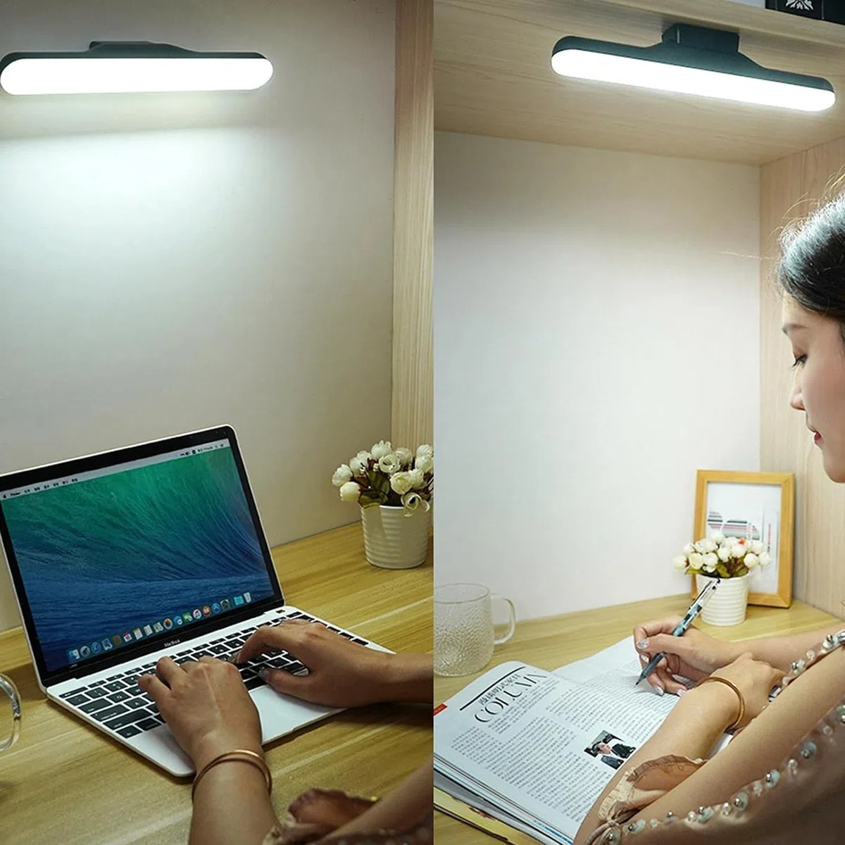 Luci da trucco senza fili, portatile, a LED, luce anteriore, per bagno, trucco, illuminazione frontale a LED, in acrilico, ricaricabile tramite USB, per tavolo da toeletta, bagno (senza specchio