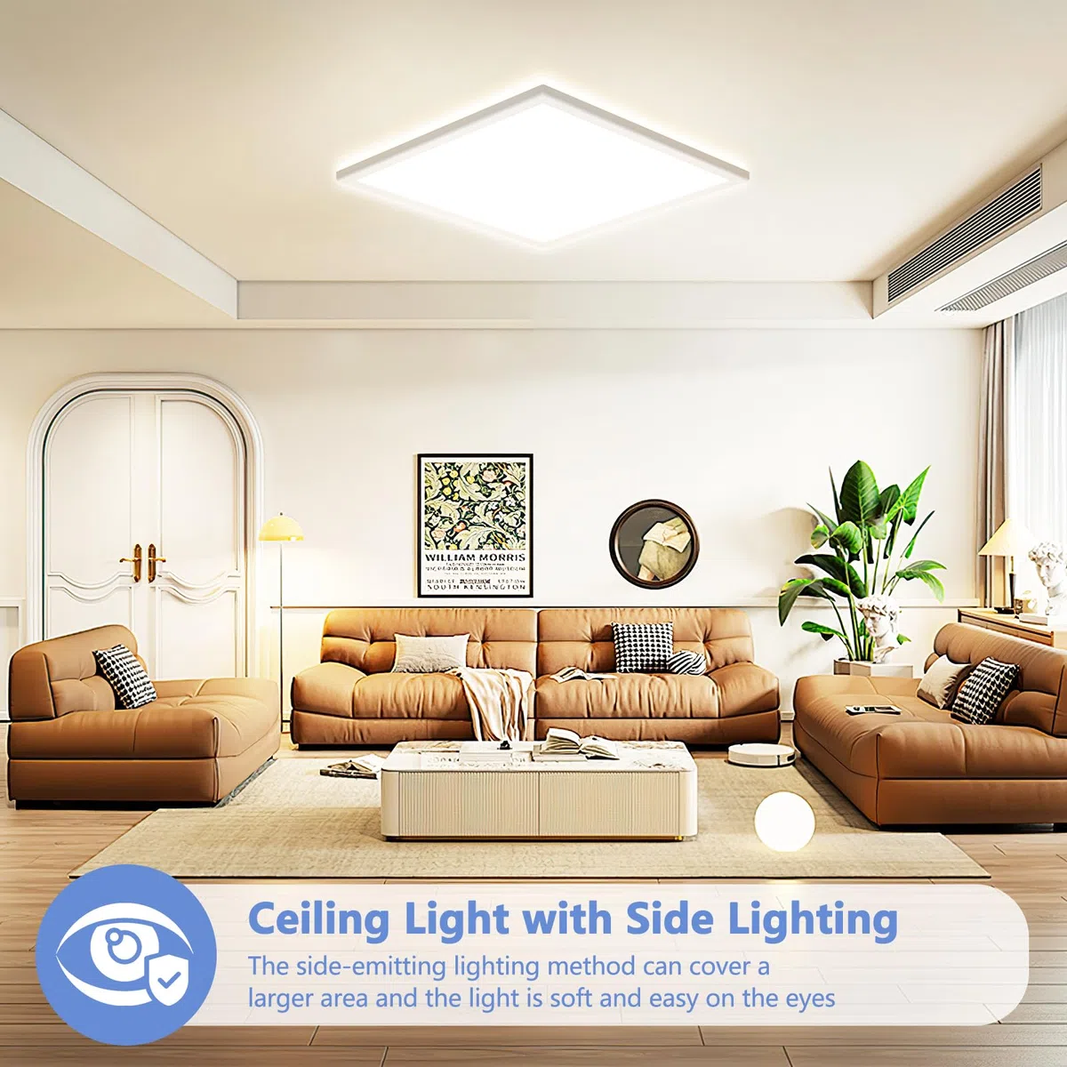 Feliigo Plafoniera LED Soffitto 24W, 4000K Ultra Sottile Lampada da Soffitto Quadrata, 2800LM Plafoniera Bagno IP44 Impermeabile Ø30CM Lampadario LED per Camera da Letto, Cucina, Soggiorno, Balcone