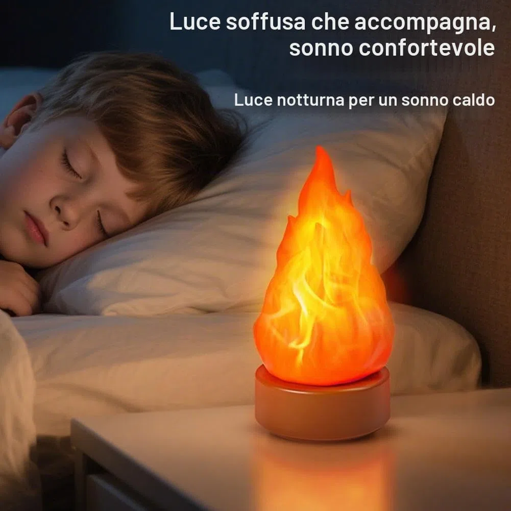 Finta lampada di fuoco, luce notturna 3D finta fiamma, candele senza fiamma ricaricabili USB con fiamma tremolante, luce a fiamma LED a 3 modalità, effetto fiamma realistica per interni/esterni