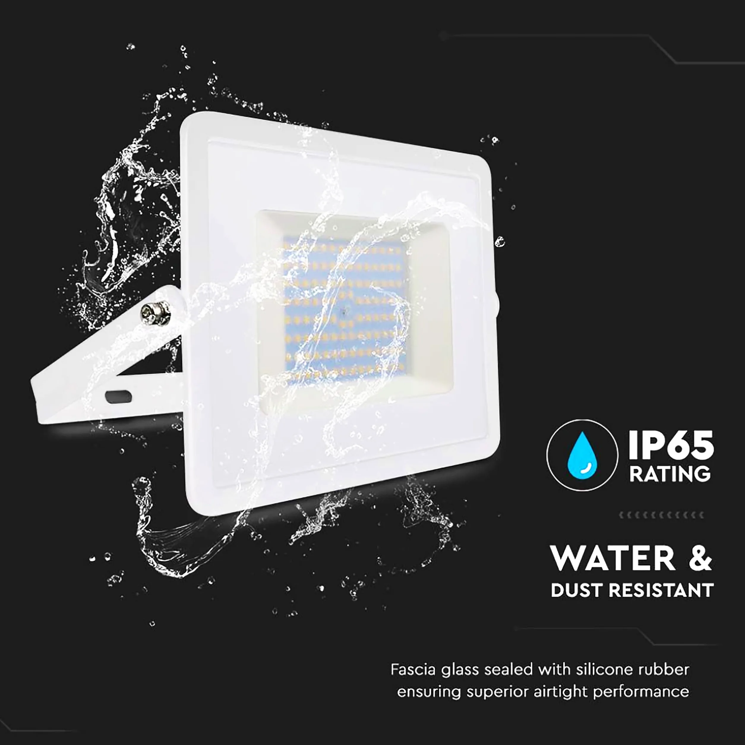 V-TAC Faro LED da Esterno Bianco 100W - [Chip Samsung - Alte Perfomance, Bassi Consumi] - 8700 Lumen - IP65 - Proiettore Faretto LED Nero per Casa, Giardino, Garage - Impermeabile - Fari Luce Naturale