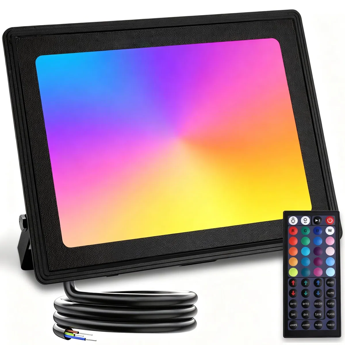 Aigostar Faretto LED per esterni da 50W, Faretto LED a colori RGB con telecomando, 6 modalità stroboscopiche, modalità DI, timer, regolabile, IP65 impermeabile per giardino, feste, ecc.