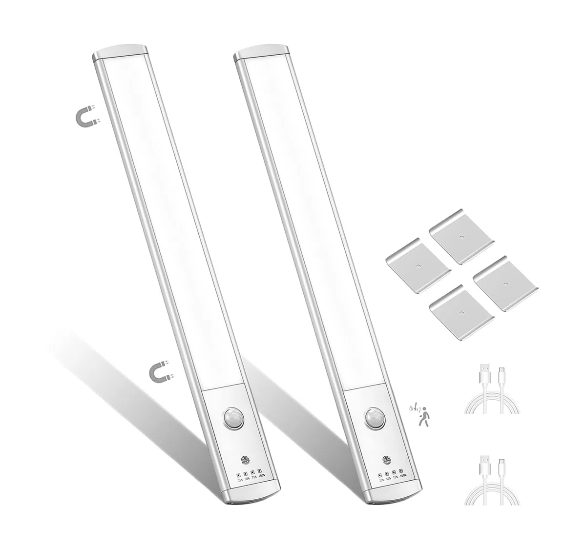 Luce Led Sottopensile Cucina 32CM 6500K, Super Luminoso, Armadio Led con Sensore, Luminosità Regolabile, luci led Ricaricabile, Magnetica, Luce per Armadio, Scale, Corridoio, Garage,Cucina