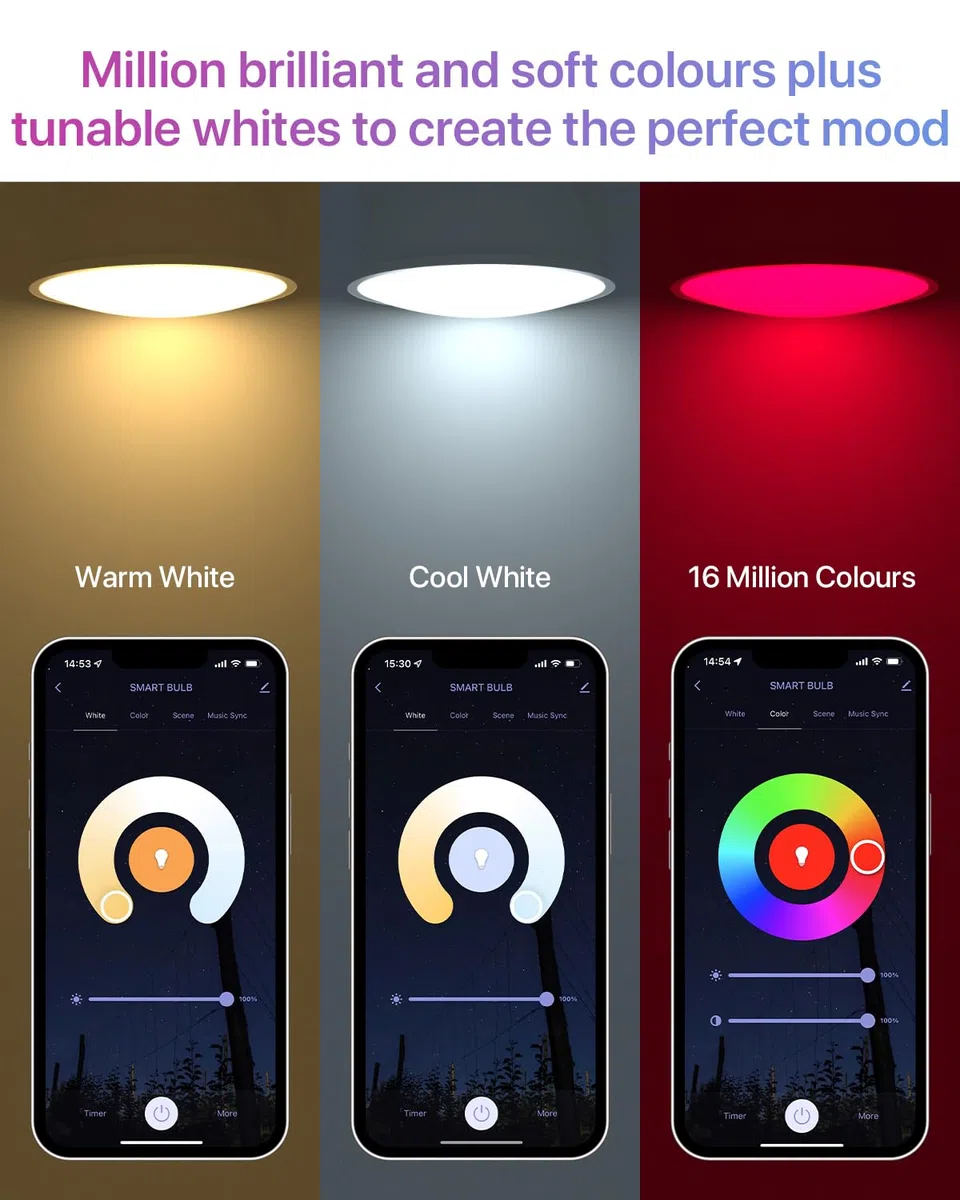 Lampadine Smart Alexa GU10, Dimmerabile Lampadina Smart GU10 5W, Compatibile con Alexa/Google Home, 450LM Faretti Lampadina WIFI GU10, RGB & 2200K-6500K Bianco Freddo Caldo, 2 Pezzi