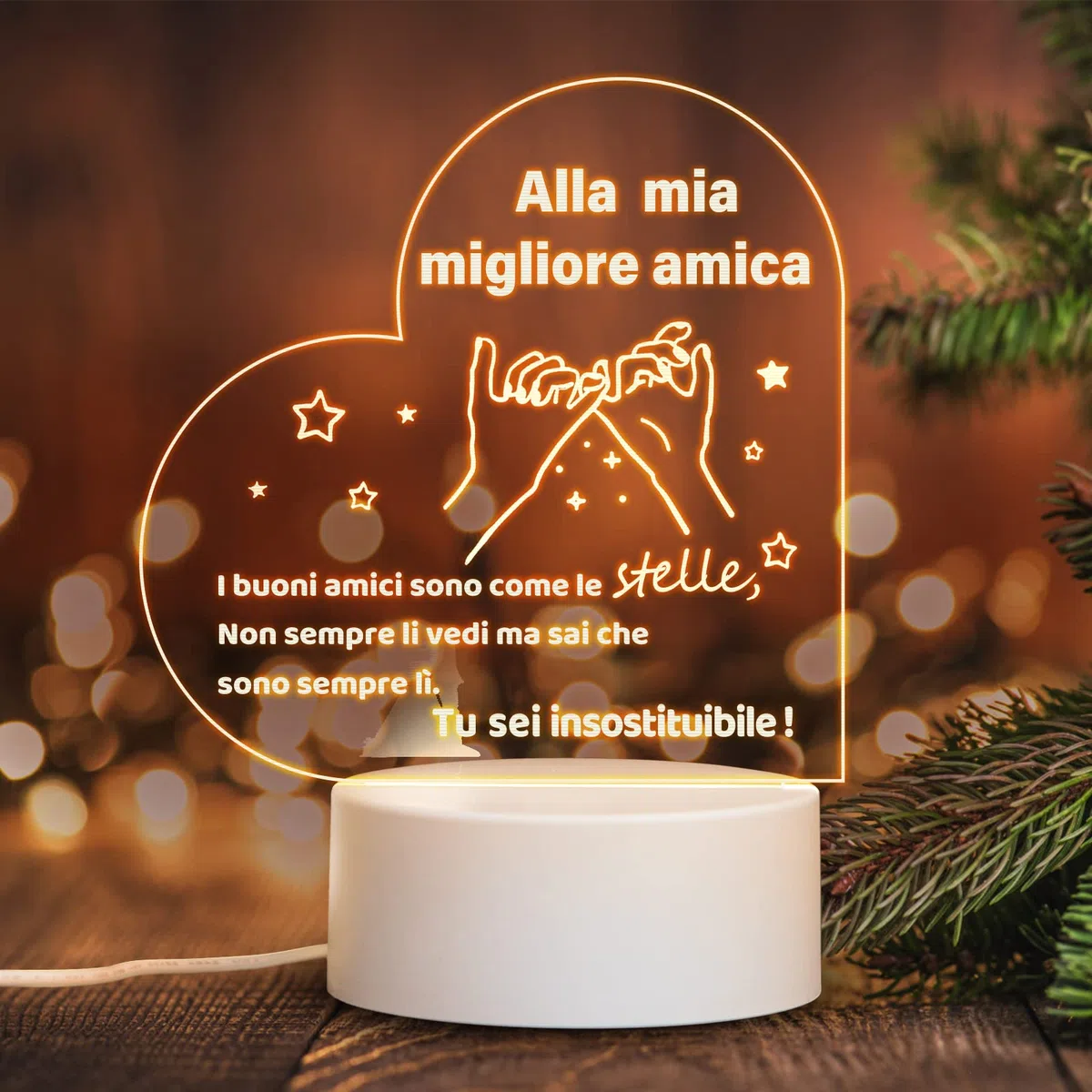 Regalo Amica Compleanno, Regalo Amica Speciale Originale, Luce notturna a LED, Regali di Amicizia per le Donne, Natale per Amiche