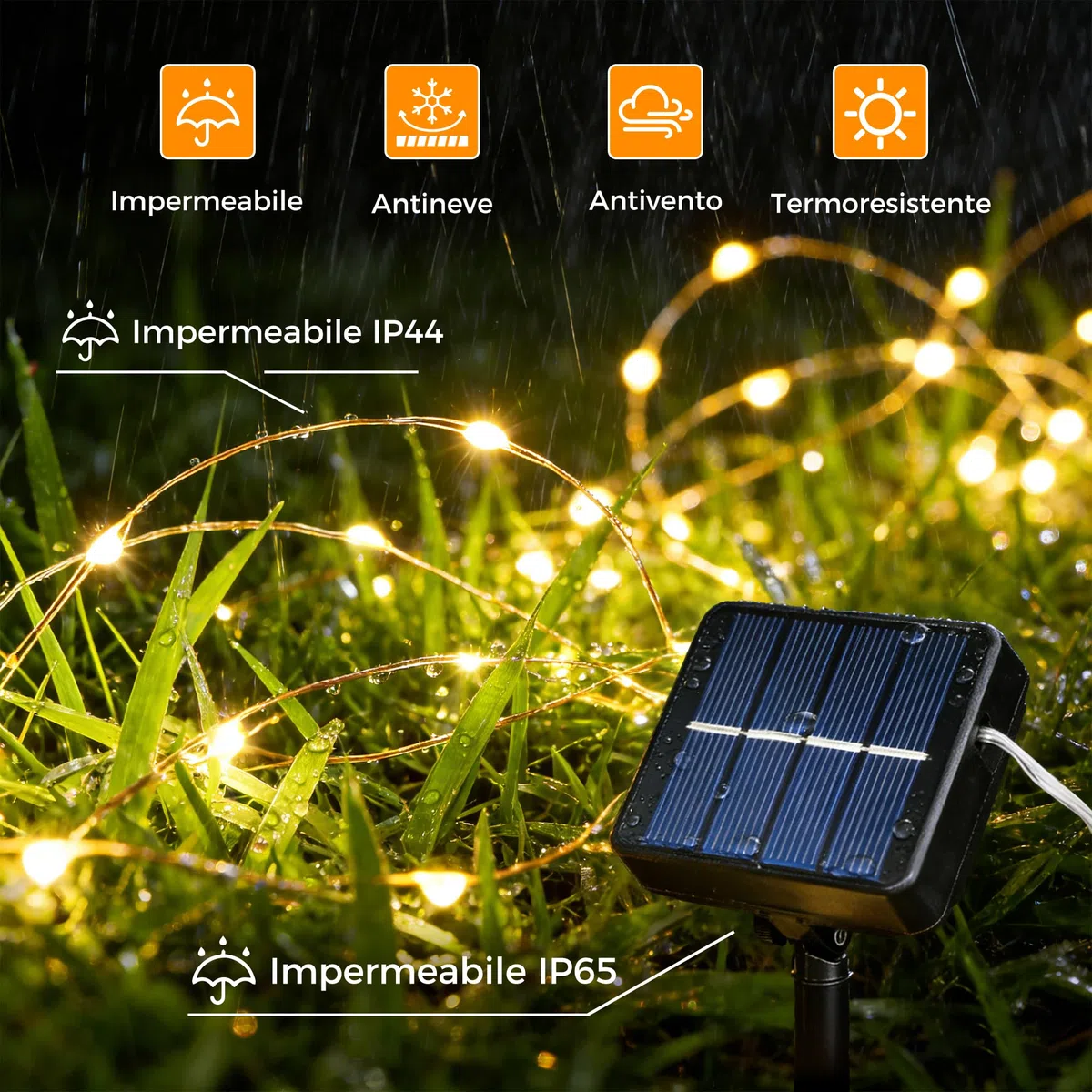 HeiPard Catena Luminosa Esterno Solare 2 Pezzi, 2 x 10M 100 LED Luci Solari da Giardino Impermeabili IP65, Lucine da Esterno Per Balcone, Terrazzo, Gazebo, Natale, Matrimonio (Luce Calda)