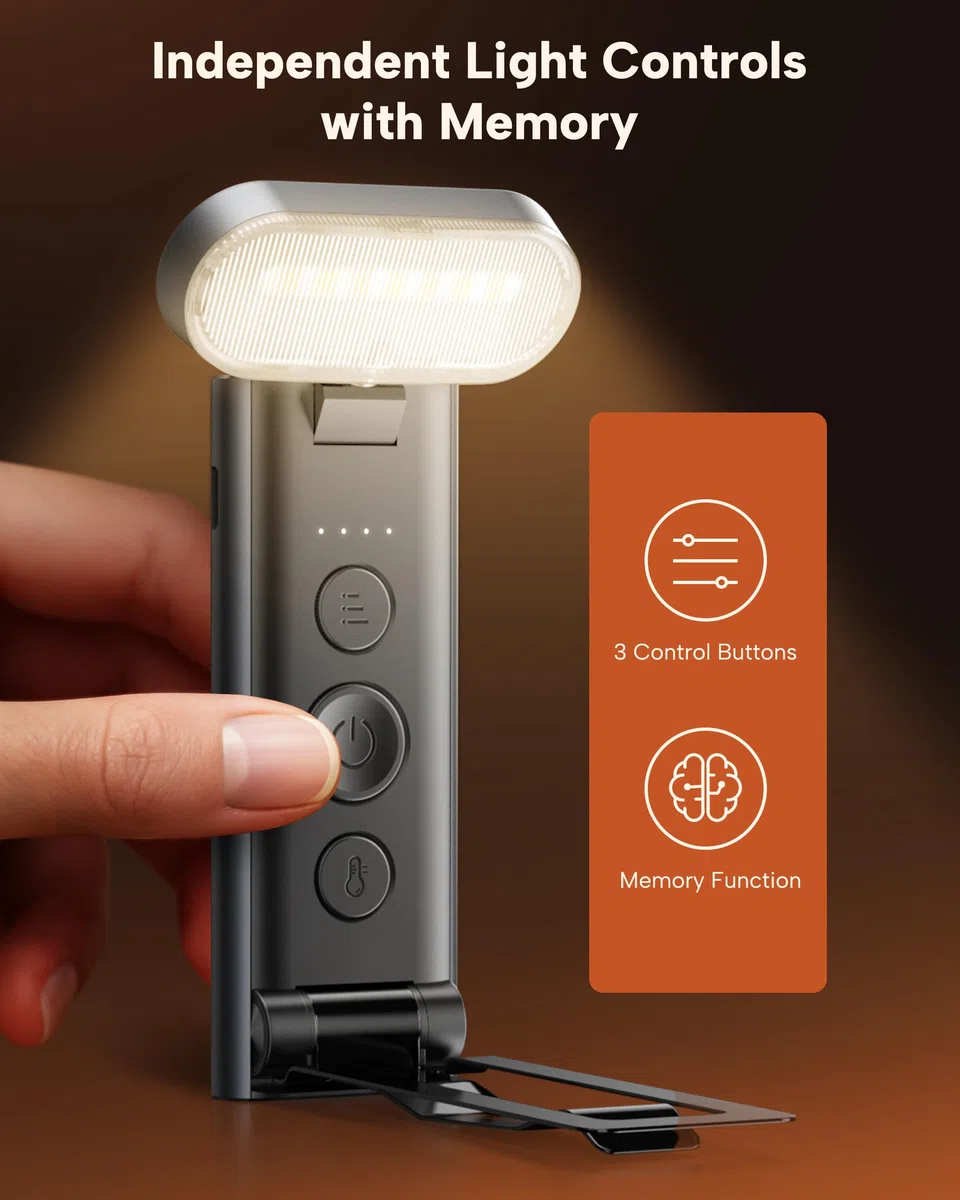 86lux Book Light, Reading Light for Book in Bed, USB Rechargeable LED Night Light with 3 Colors & Limitless Dimming, Aluminum Alloy Bookmark Light for Book Lovers, Christmas Gift, Black