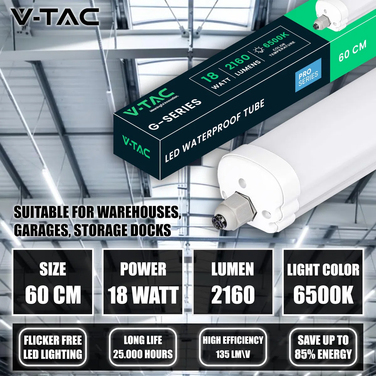 V-TAC Plafoniera LED Impermeabile 60 CM