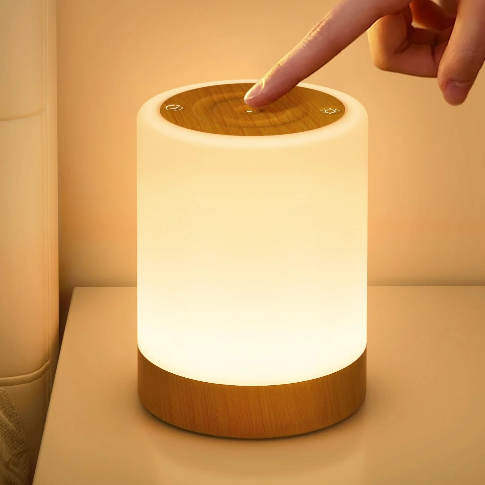 Lampada da Comodino Senza Fili, Touch Dimmerabile Abat Jour da Comodino con 256 Colori RGB e 5 Modalità, USB Ricaricabile Luce Notturna LED con Funzione Timer per Bambini, Camera da Letto