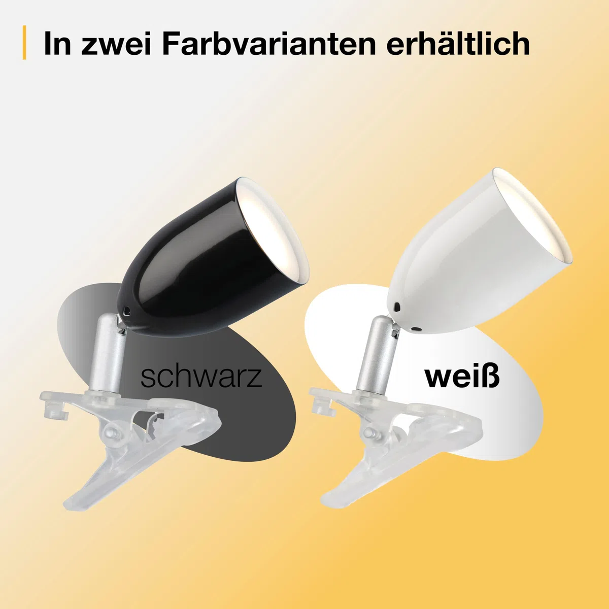 Brilliant Lampe Leo LED clamp light white | 1x LED-PAR51, GU10, 3W LED reflector lamp included, (300lm, 2700K) | With intermediate cord switch [energy class F]