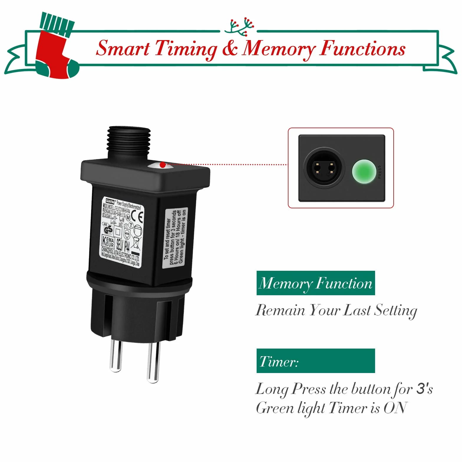 Trasformatore LED 31V, Cshare IP44 Adattatore per luci di Natale,Driver LED a Bassa Tensione con Timer e funzione di Memoria, 8 modalità, per lucine del ghiacciolo, luci della decorazione di Natale