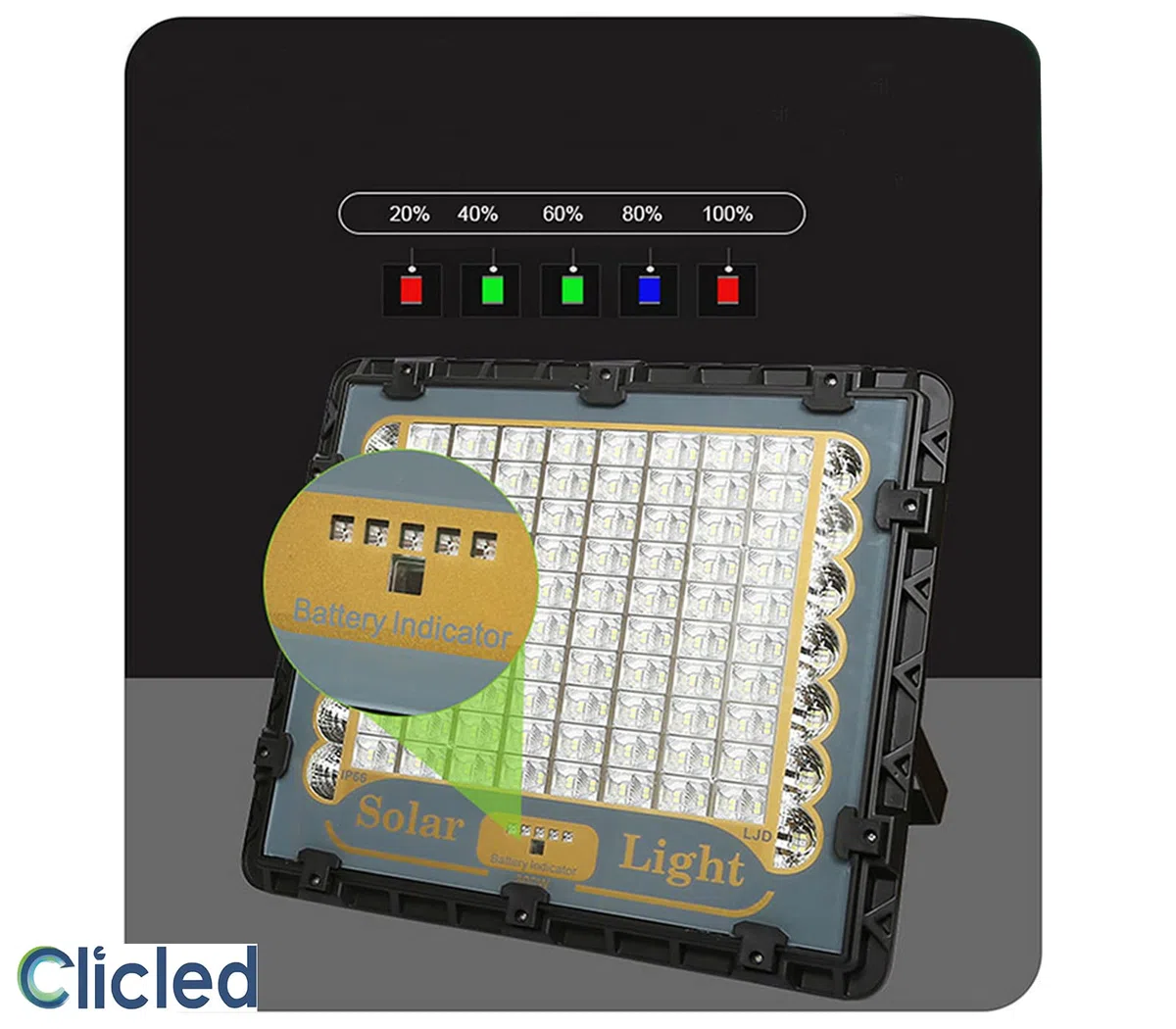 CLICLED Faro Led Da Esterno Solare 150W Luce Fredda Faretto Led Da Giardino Con Luce Rossa e Blu Di Emergenza e Indicatore di Ricarica Pannello Solare Sensore Crepuscolare E Telecomando
