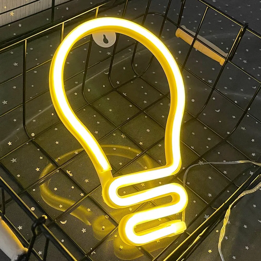 Insegna al Neon Lampadina,Insegna al neon a forma di lampadina Batteria o USB Alimentato Per la Decorazione Della Festa di Natale del Bar Della Sala Giochi Della Camera da Letto