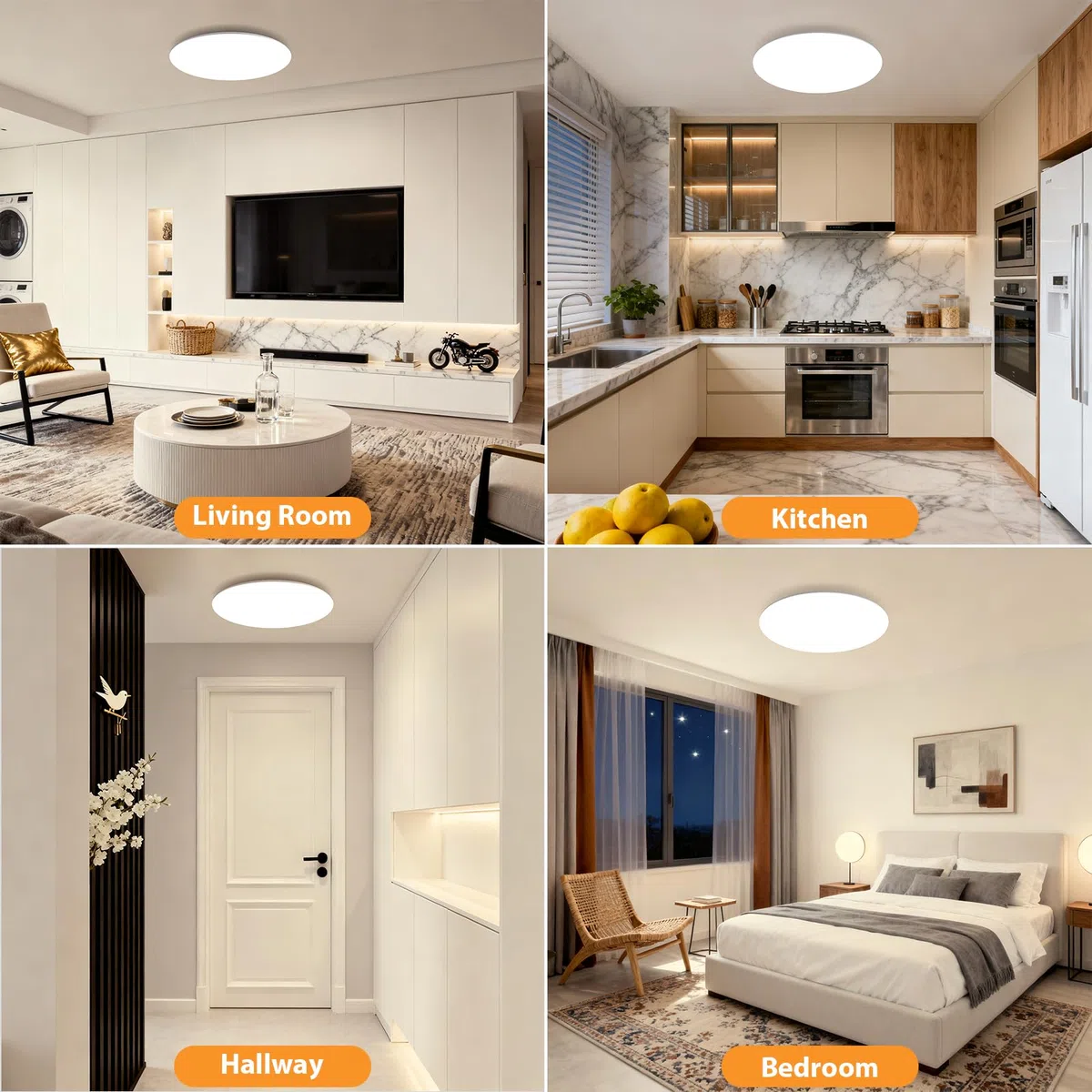 Plafoniera LED 30CM 24W 2800 Lumen Impermeabile IP54 Plafoniera a LED Ultrasottile 4000K Adatta per Soggiorni Bagni Camere da Letto Cucine e Uffici