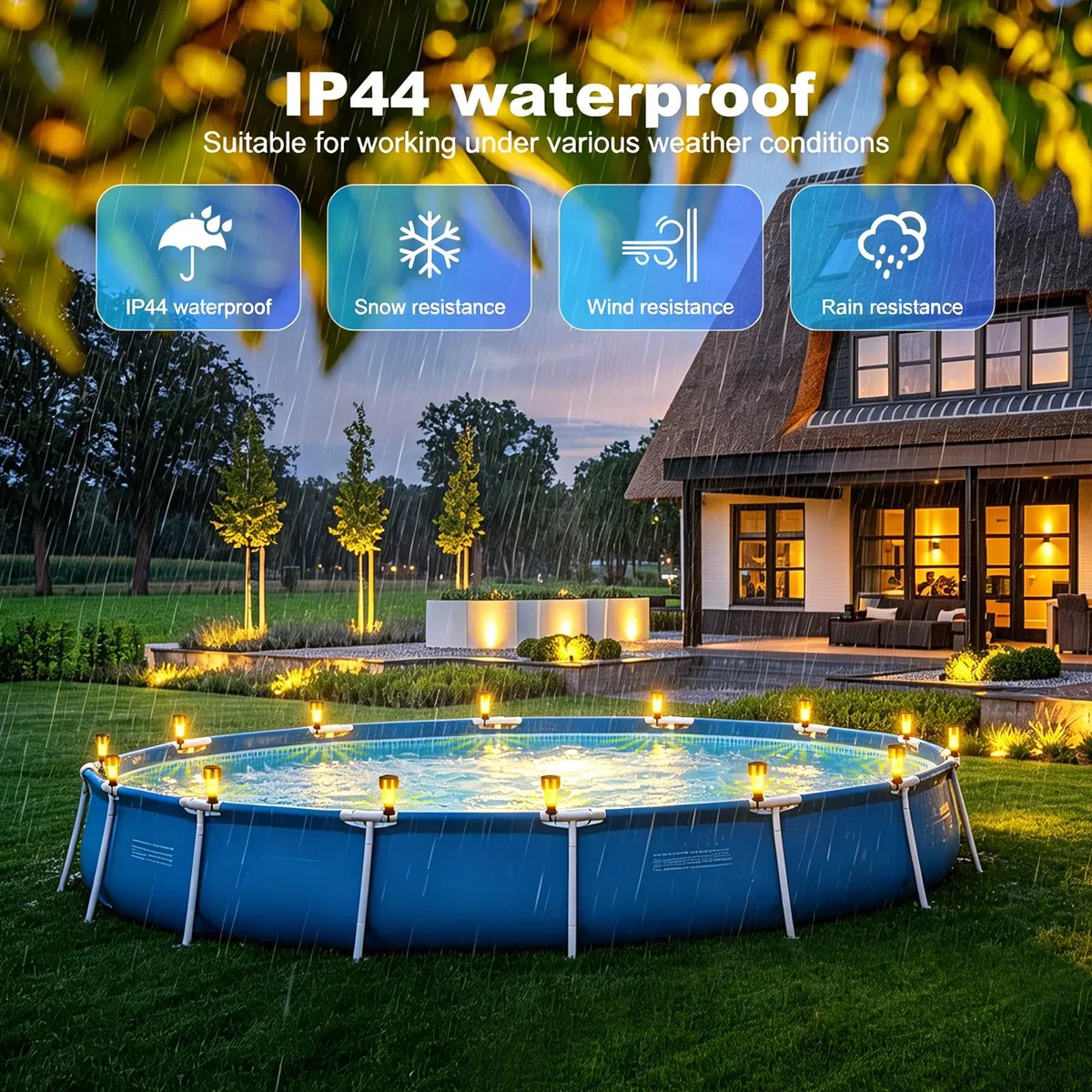 8 Pezzi Luce Solare per Piscina con Cornice, Luci Laterali della Piscina Solare, Illuminazione Solare per Laghetti, Impermeabilità IP44, per Giardino, Scale, Recinzione, Cortile, Terrazza