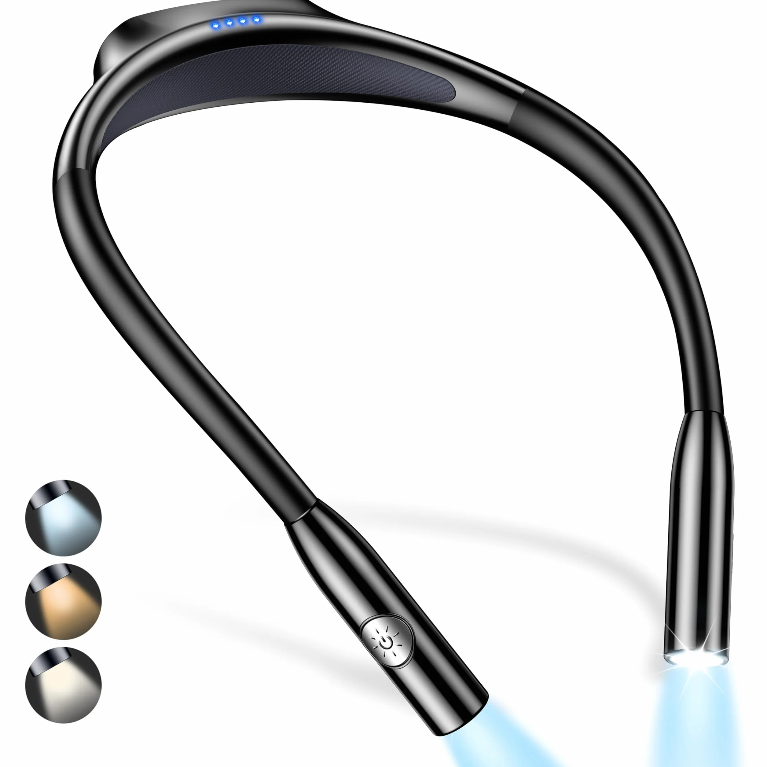 Gritin Luce per Lettura Libri a Letto Collo, LED Luce Lampada da Lettura per Libro Ricaricabile, Dimmerazione Continua & 3 Temperature Colore, Comodo e Leggero per Studio, Lavoro a Maglia
