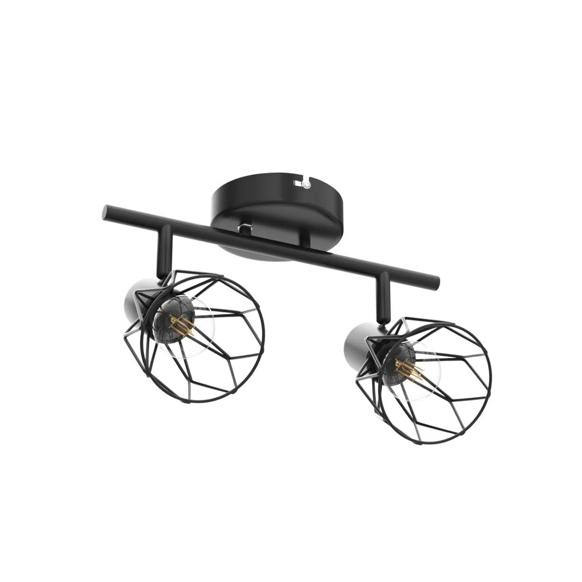 Faretto Led Interno da Soffitto Nero, Lampada Vintage Industriale E14, Luci da Soffitto per 2 Lampadine E14 non Incluse, Faretti da Parete Orientabili per Soggiorno Camera da Letto, Max 40W