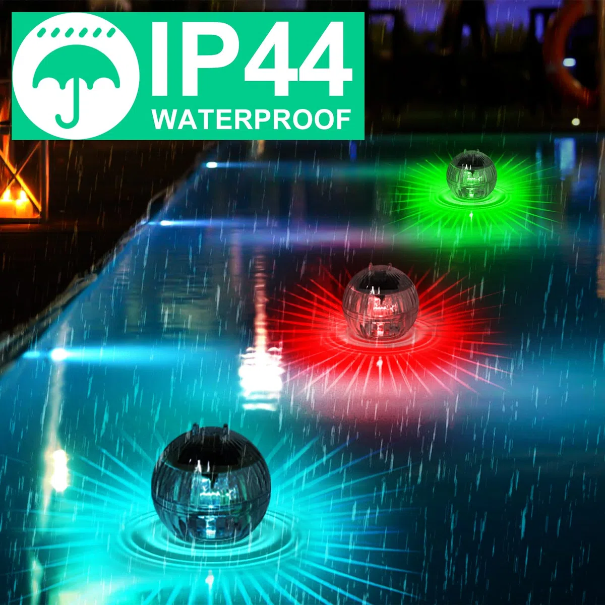 Set di 2 lampade solari per piscina subacquea, lampade a LED per laghetto con 7 cambi di colore, lampade solari impermeabili per piscine IP44, lampade multicolori per piscine subacquee