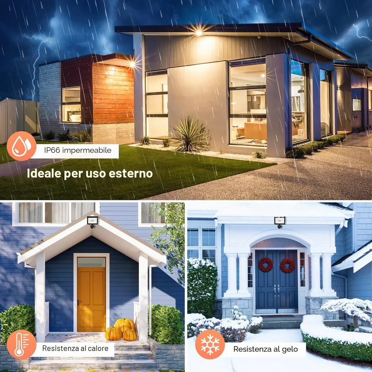 MEIKEE Faretto con Sensore di Movimento, 35W 3000LM Faro LED Esterno con Telecomando, 2700K Bianca Calda, Proiettore Luce di Sicurezza Impermeabile IP66 per Giardino Corridoio Garage Patio
