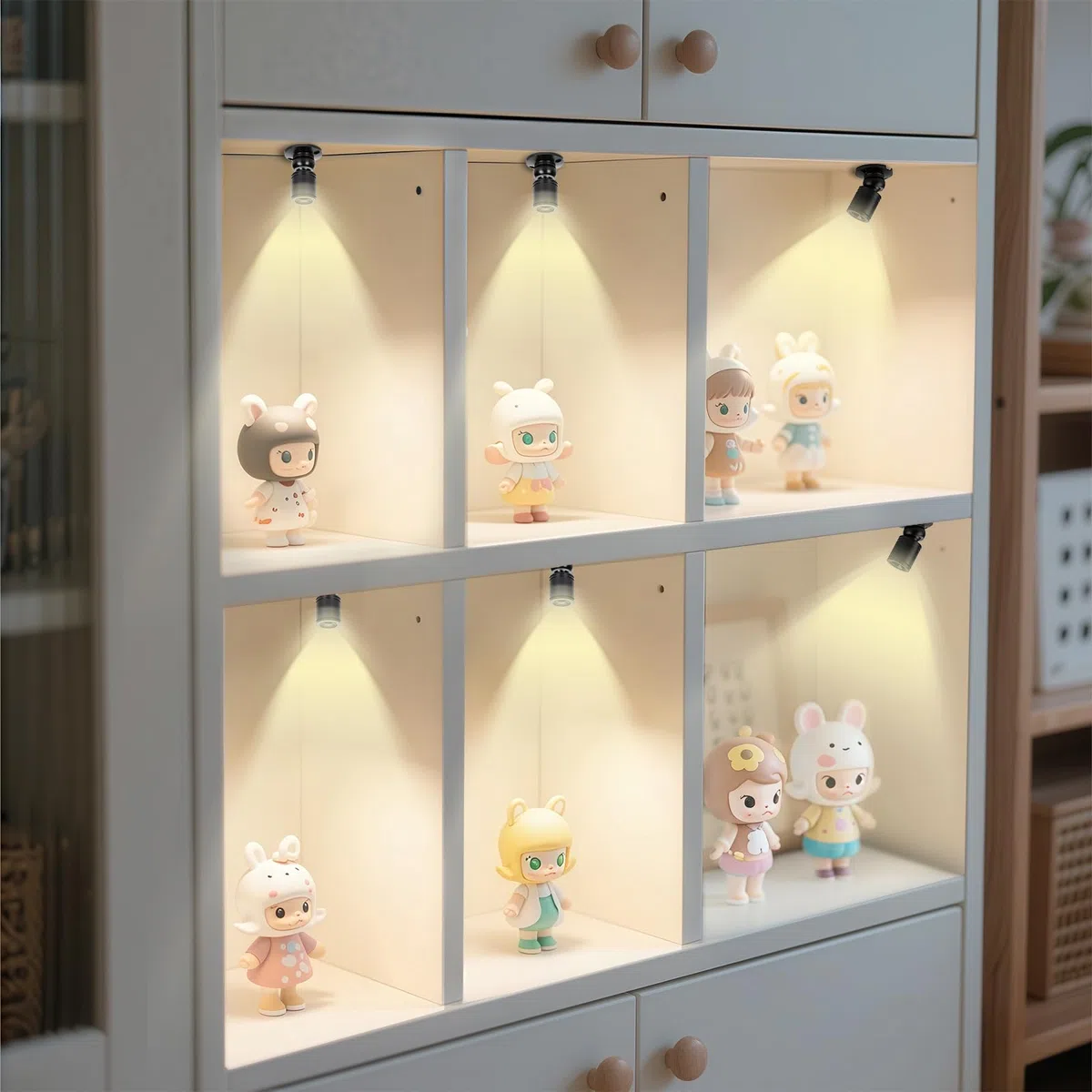 4PCS Mini Faretti a Spot, USB 5V 1W Vetrina per Gioielli Luci LED Spot, Piccola Luce D'accento, Faretti da Lncasso a LED per Vetrine, Gioielli, Armadi, Modelli
