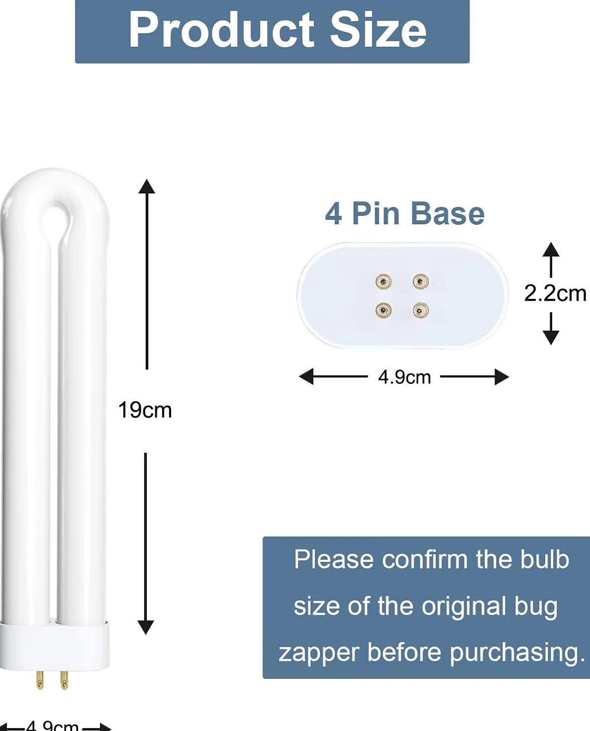 Lampadina di ricambio UV da 15 W, per insetti, attacco a 4 pin, 19 x 4,9 x 2,2 cm, 1 confezione (Nero)