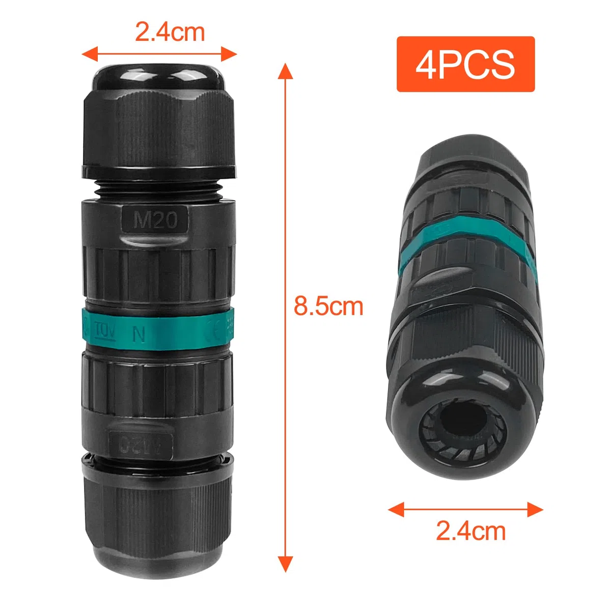 Fousenuk 4 Pezzi Connettori Elettrici Impermeabili, Connettore Stagno, Scatola di Giunzione, Manicotto di Collegamento Cavo, Cassetta Derivazione Stagna per Diametro Cavo 5-9 MM, 9-12MM